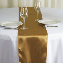 12 Inch x 108 Inch Gold Satin Table Runner#whtbkgd