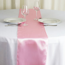 12 Inch x 108 Inch Pink Satin Table Runner#whtbkgd