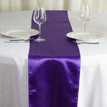 12 Inch x 108 Inch Purple Satin Table Runner#whtbkgd