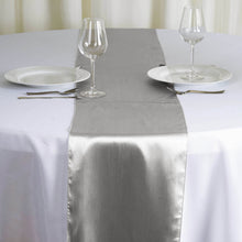 12 Inch x 108 Inch Silver Satin Table Runner#whtbkgd