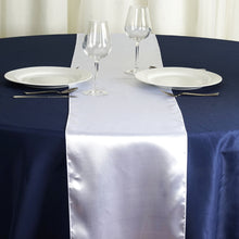 12 Inch x 108 Inch White Satin Table Runner#whtbkgd