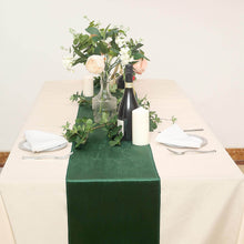 Premium Velvet Table Runner Hunter Emerald Green 12 Inch x 108 Inch 