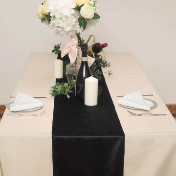 Enhance Your Table Decor with the Black Premium Velvet Table Runner
