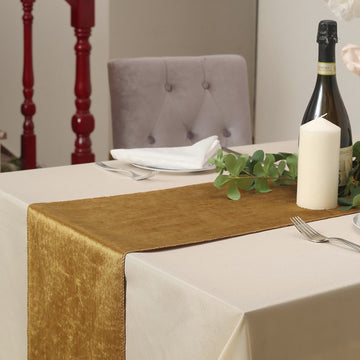 Versatile and Stylish Gold Velvet Table Runner