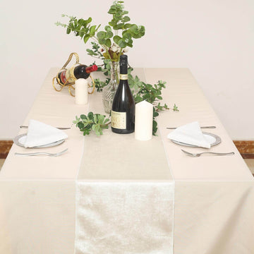 Elegant Ivory Velvet Table Runner for Luxurious Table Decor