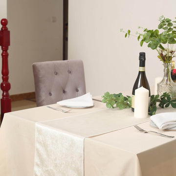 Enhance Your Table Decor with the Ivory Premium Velvet Table Runner
