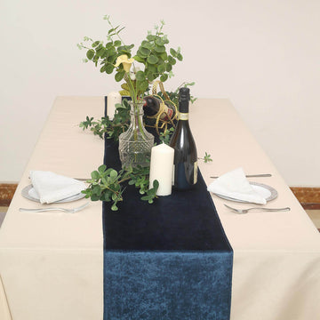 Elevate Your Event with the Navy Blue Velvet Table Runner