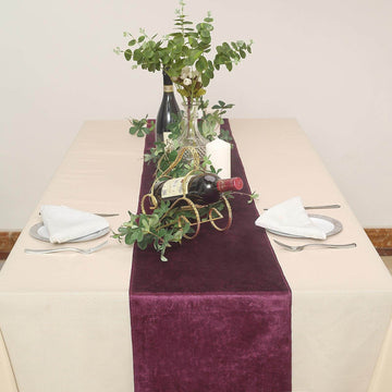 Elegant Eggplant Velvet Table Runner