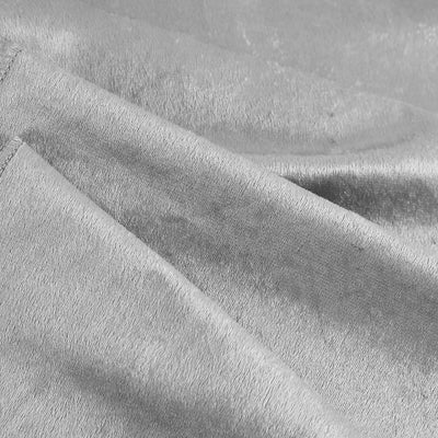 Close-up of soft, shimmering silver fabric texture.