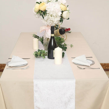 Elevate Your Event Decor with the White Premium Velvet Table Runner