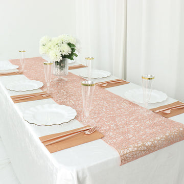 Create a Stunning Tablescape with the Shiny Rose Gold Non-Slip Table Runner