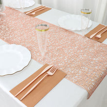 13 Inch x 6 Feet Non Slip Plastic Woven Table Runner in Metallic Blush and Rose Gold Color