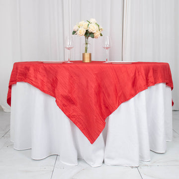 Add Elegance to Your Tablescape with the Red Accordion Crinkle Taffeta Table Overlay