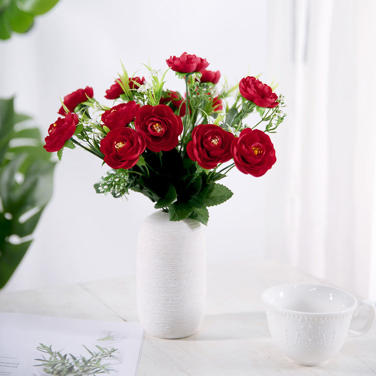 Red Flower Artificial Peony Silk Bouquet Arrangement 4 Bushes
