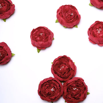 10 Pack | 3" Red Artificial Silk DIY Craft Peony Flower Heads