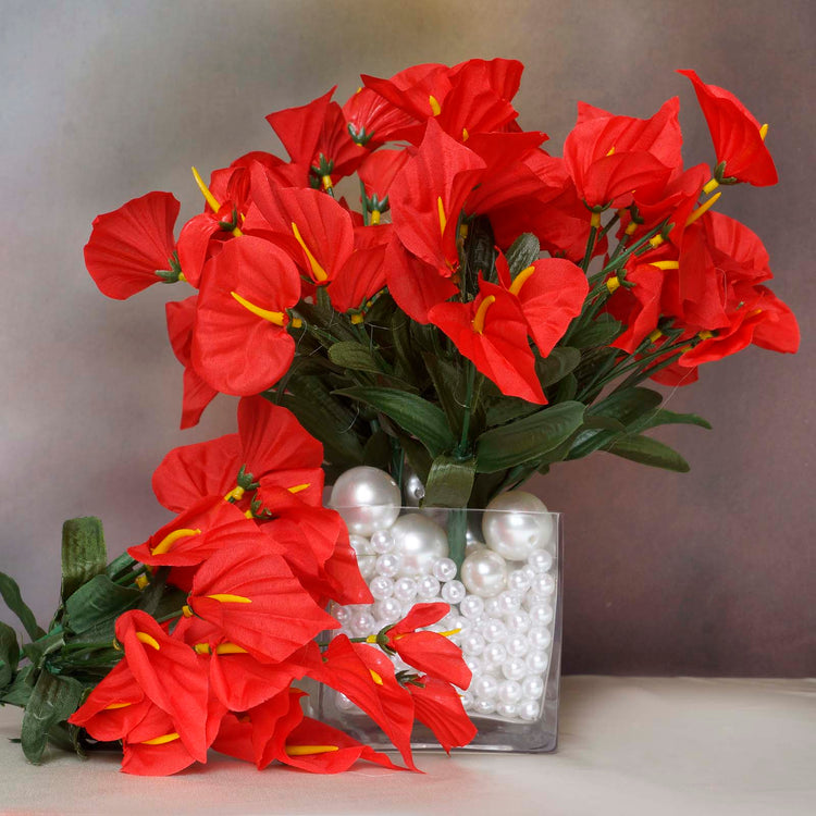 Artificial Red Mini Calla Lily Flowers In 12 Bushes