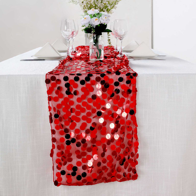 13x108inch Red Big Payette Sequin Table Runner