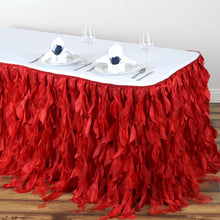 Red Curly Willow Taffeta Table Skirt 14 Feet