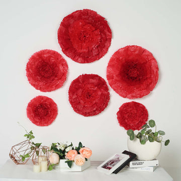 Vibrant Red Giant Carnation 3D Paper Flowers Wall Decor