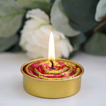 Add a Touch of Elegance with Red/Gold Glitter Rose Tealight Candles