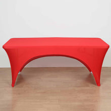 Red Spandex Fitted Stretch Tablecloth with Open Back Style, 6 Feet