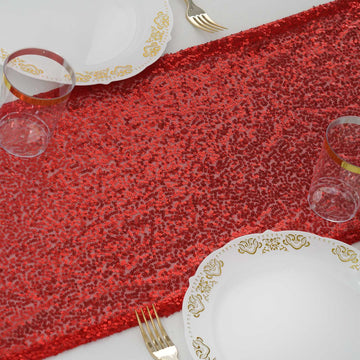 12"x108" Red Premium Sequin Table Runner