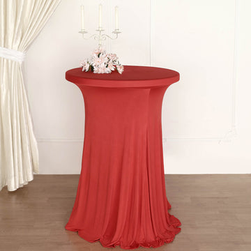 Red Round Spandex Cocktail Table Cover