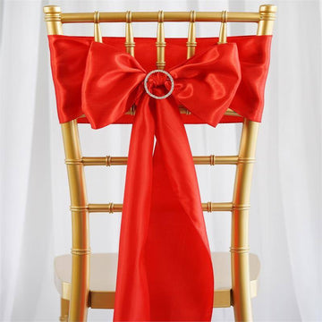 5 Pack Red Satin Chair Sashes 6"x106"