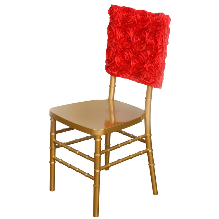 Chiavari 16 Inch Red Satin Rosette Chair Caps Back Covers
