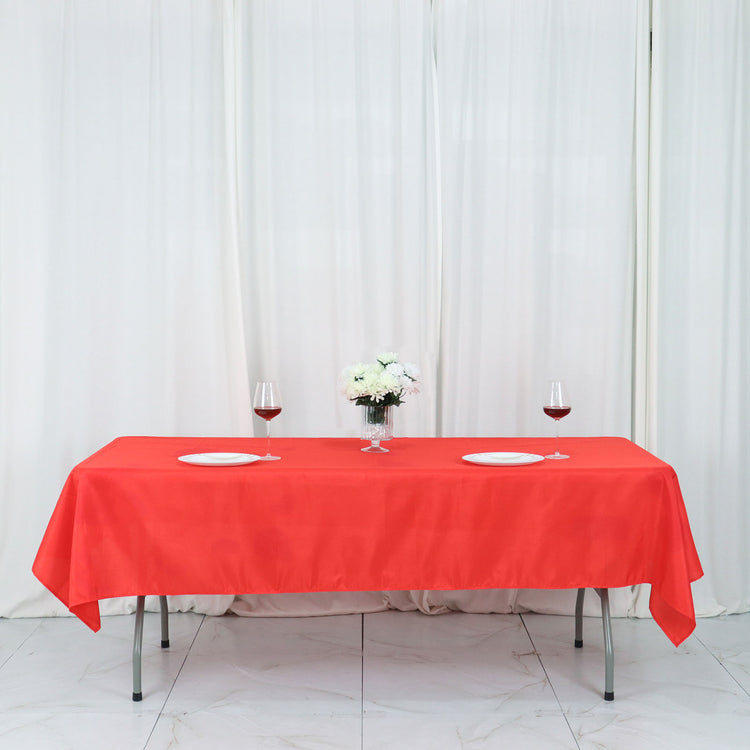 Red Polyester Rectangle Tablecloth 54 Inch x 96 Inch