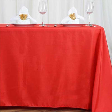 Red Seamless Polyester Rectangle Tablecloth, Reusable Linen Tablecloth 72"x120"
