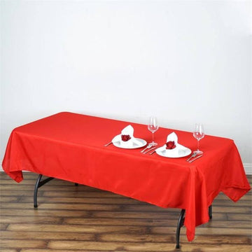 60"x102" Red Seamless Polyester Rectangular Tablecloth