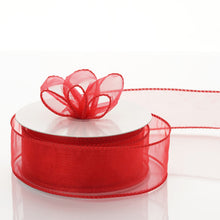 10 Yards 1.5 Inch Organza Red Wired Edge Ribbon#whtbkgd 