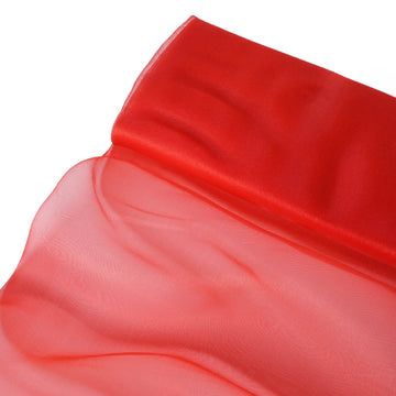 Red Solid Sheer Chiffon Fabric Bolt, DIY Voile Drapery Fabric 54"x10yd