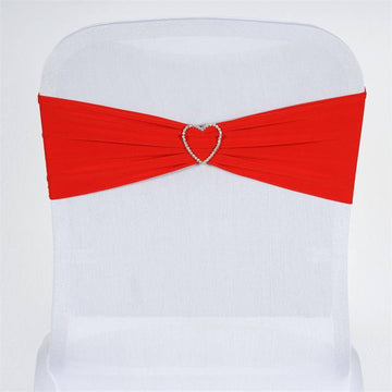 5 Pack Red Spandex Stretch Chair Sashes Bands 5"x12"