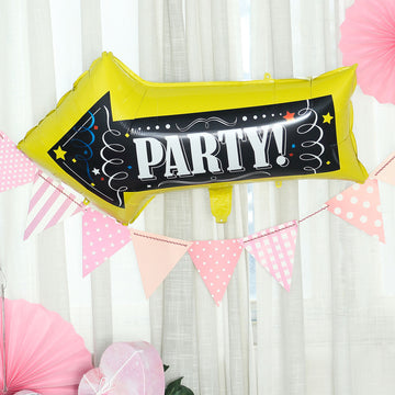 Vibrant and Festive 2 Pack Reusable Party This Way Arrow Sign Mylar Foil Balloons 30"