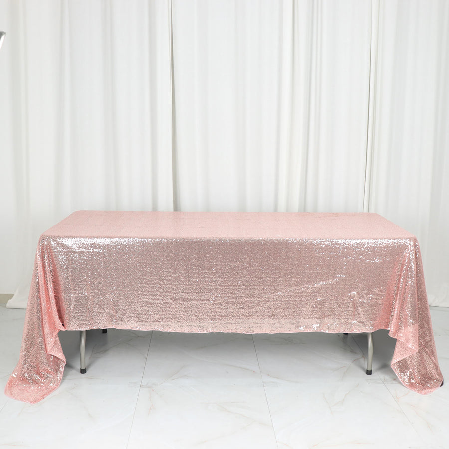 60"x126" Rose Gold|Blush Premium Sequin Rectangle Tablecloth
