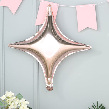 Rose Gold Quadrangle Star Mylar Foil Helium Air Latex Free Balloons - Add a Touch of Glamour to Your Events