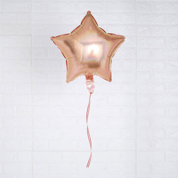 2 Pack 4D Rose Gold Star Mylar Foil Helium or Air Balloons 16"