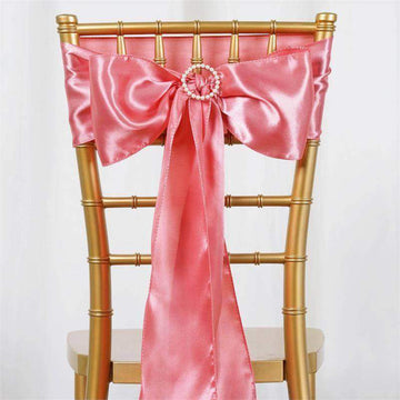 Elevate Your Event Decor with Rose Quartz Satin Chair Sashes