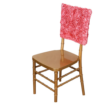 Rose Quartz Satin Rosette Chiavari Chair Back Cover Caps 16"