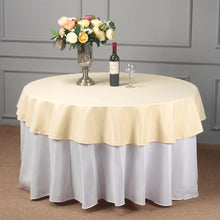 70 Inch Beige Polyester Round Linen Tablecloth