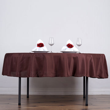 70" Round Chocolate Seamless Polyester Linen Tablecloth