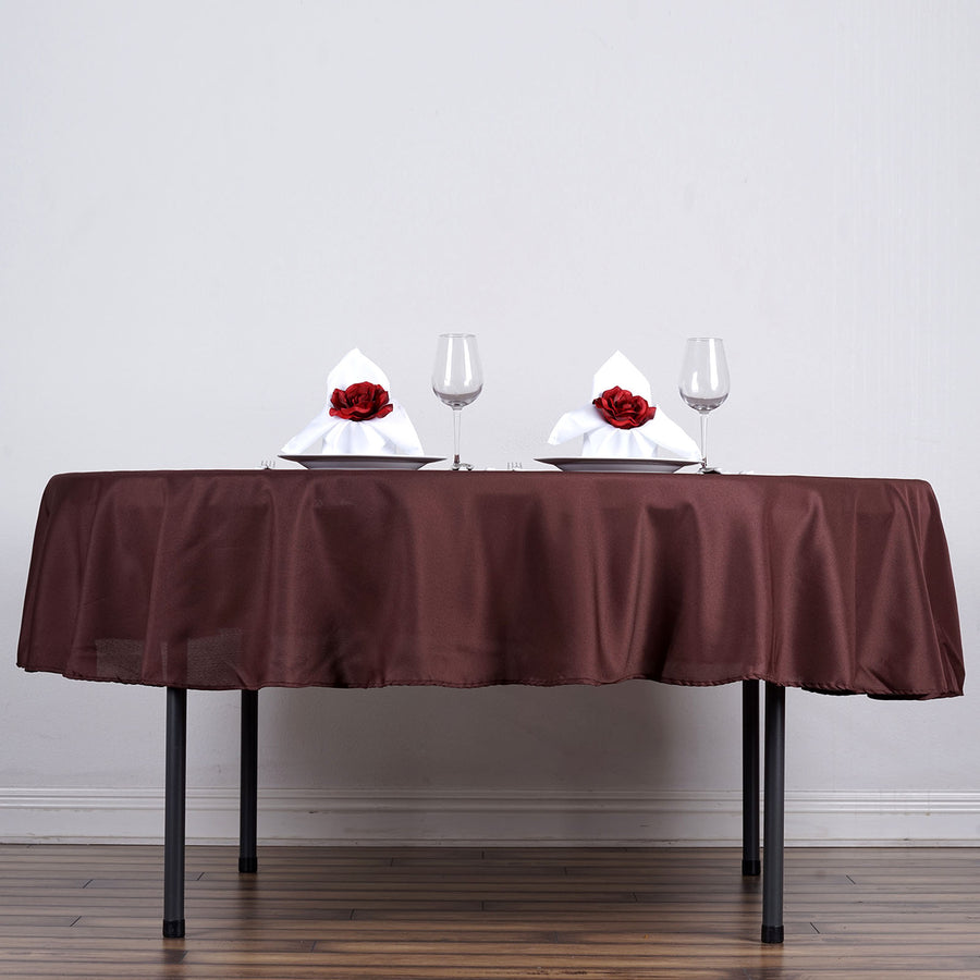 Chocolate Polyester Linen Tablecloth 70 Inch Round