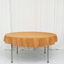 70 Inch Round Shaped Gold Polyester Linen Tablecloth