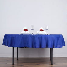 Polyester Linen Round Tablecloth 70 Inch In Royal Blue
