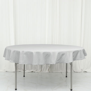 Elevate Your Event with the Silver Seamless Polyester Linen Tablecloth 70" Round