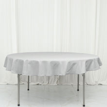 70 Inch Round Shaped Silver Polyester Linen Tablecloth