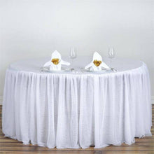 120" Round White 3 Layer - Skirted Tablecloth - Fitted Tulle Tutu Satin Pleated Table Skirt