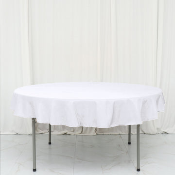 White Seamless Polyester Linen Tablecloth 70" Round